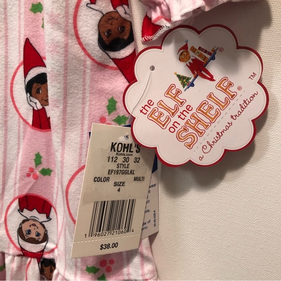 The Elf on the Shelf Girls Christmas Nightgown Size 4 New Pastel Pink & White - Picture 3 of 16